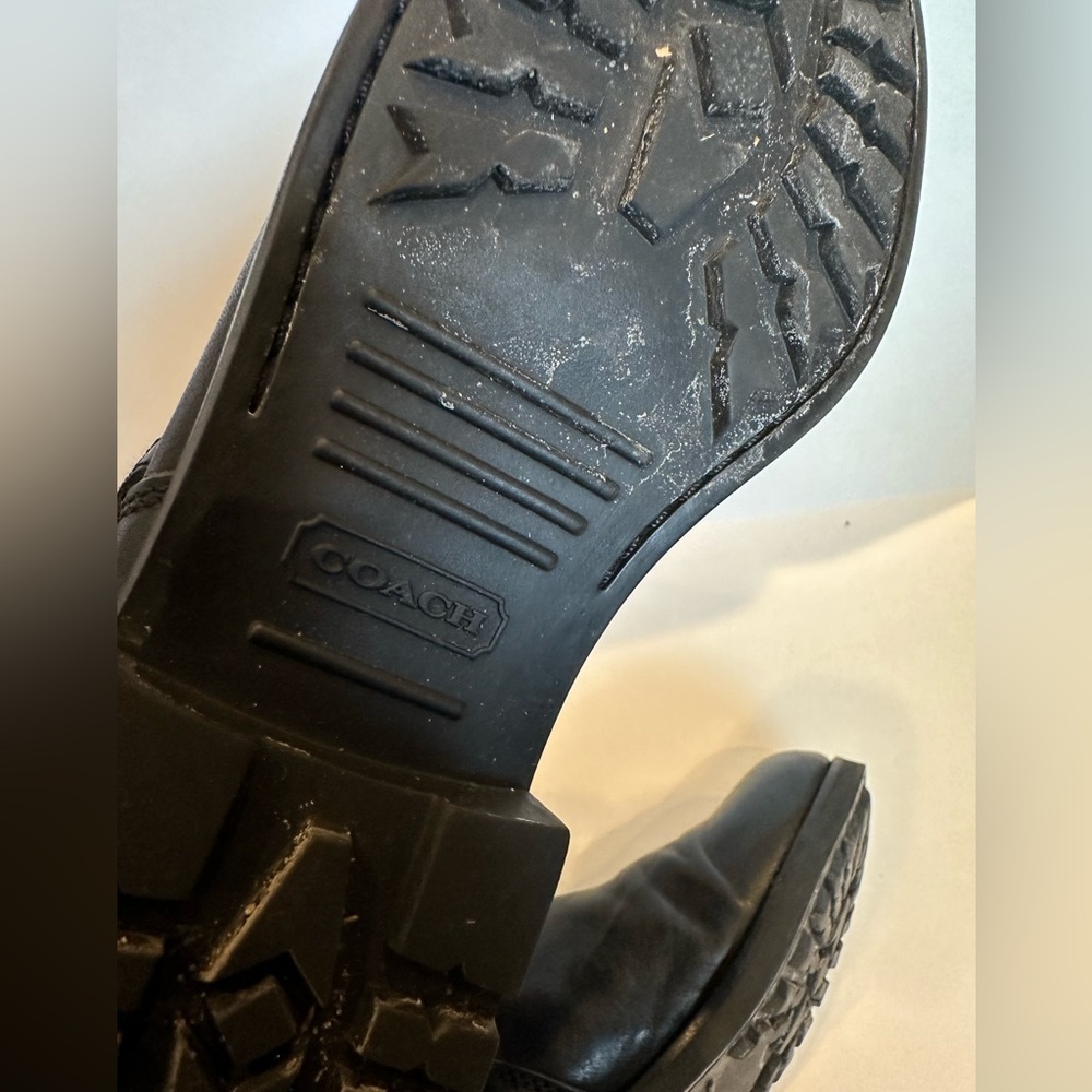 Coach Women's Virginia Logo Embossed Leather Moto Boots - Picture 4 of 8